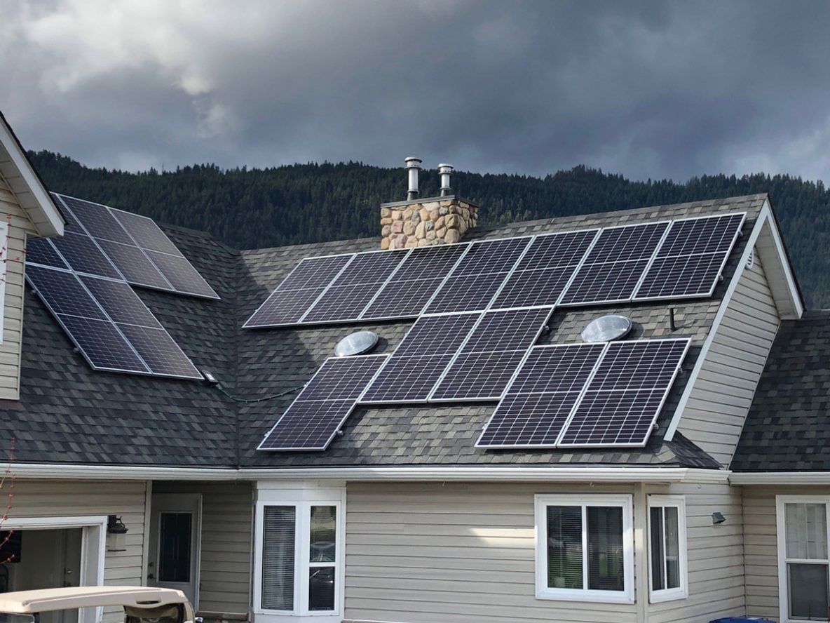 A 6.9 kW solar system installed on house rooftops in Chase, BC